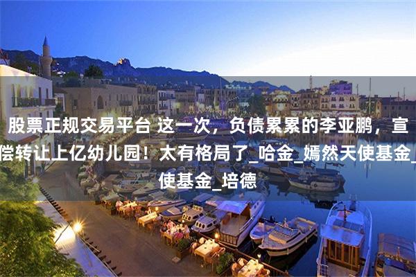 股票正规交易平台 这一次，负债累累的李亚鹏，宣布无偿转让上亿幼儿园！太有格局了_哈金_嫣然天使基金_培德