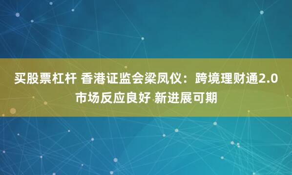 买股票杠杆 香港证监会梁凤仪：跨境理财通2.0市场反应良好 新进展可期