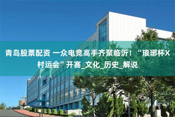 青岛股票配资 一众电竞高手齐聚临沂！“琅琊杯X村运会”开赛_文化_历史_解说