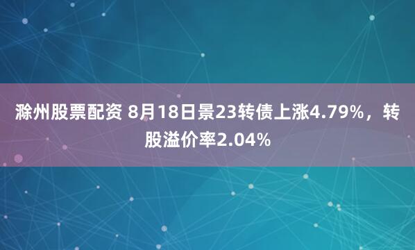 滁州股票配资 8月18日景23转债上涨4.79%，转股溢价率2.04%