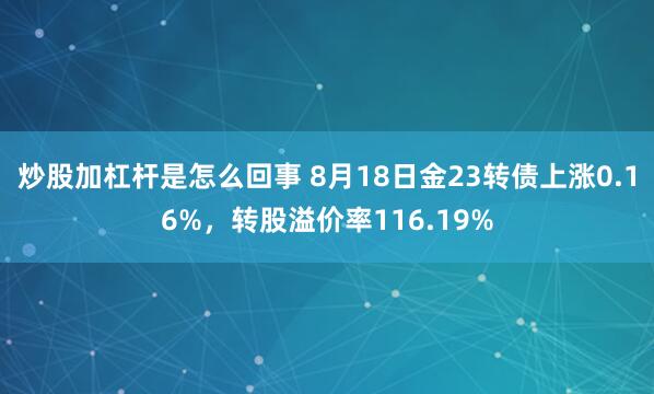 炒股加杠杆是怎么回事 8月18日金23转债上涨0.16%，转股溢价率116.19%