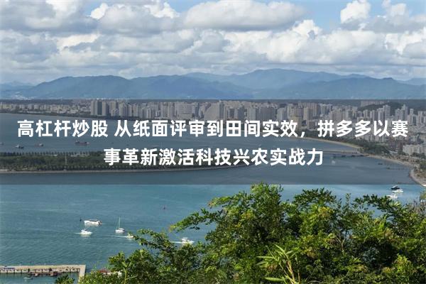 高杠杆炒股 从纸面评审到田间实效，拼多多以赛事革新激活科技兴农实战力