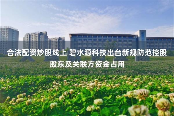 合法配资炒股线上 碧水源科技出台新规防范控股股东及关联方资金占用
