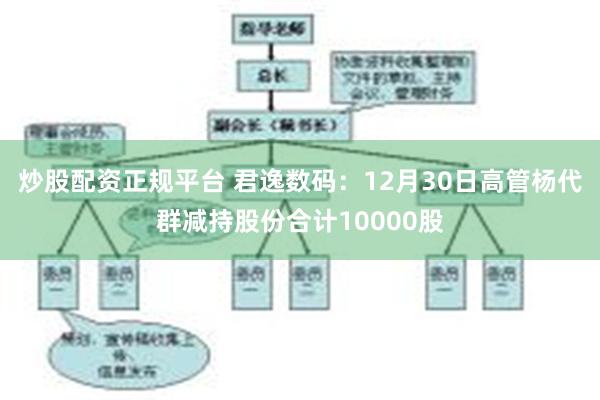 炒股配资正规平台 君逸数码：12月30日高管杨代群减持股份合计10000股