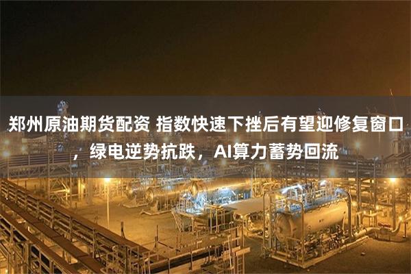郑州原油期货配资 指数快速下挫后有望迎修复窗口,绿电逆势抗跌,AI算力蓄势回流