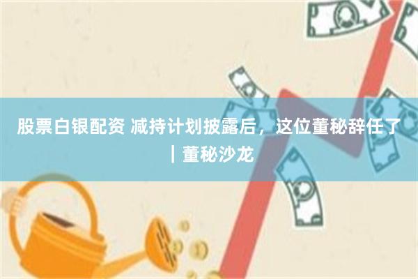 股票白银配资 减持计划披露后，这位董秘辞任了｜董秘沙龙
